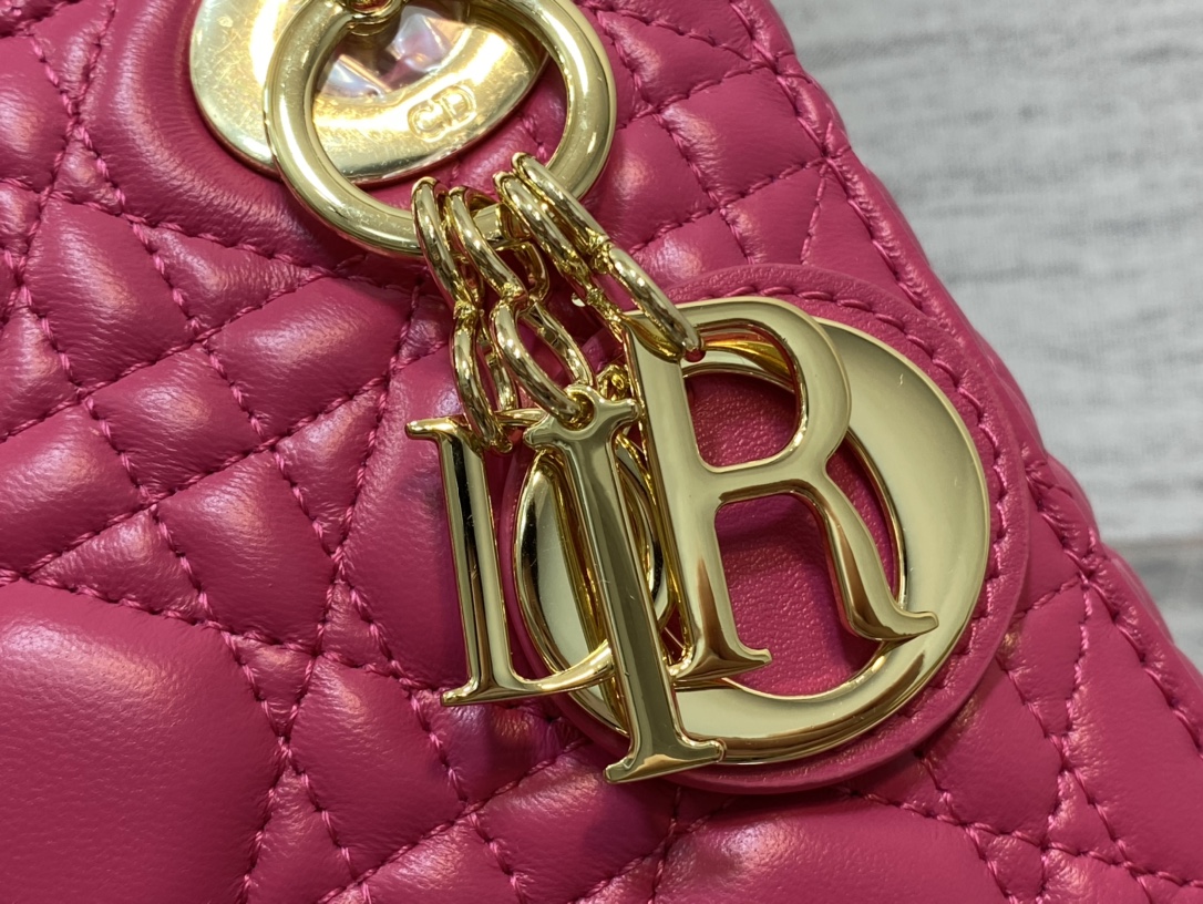 Mini Lady Dior Bag Rose Red Cannage Lambskin